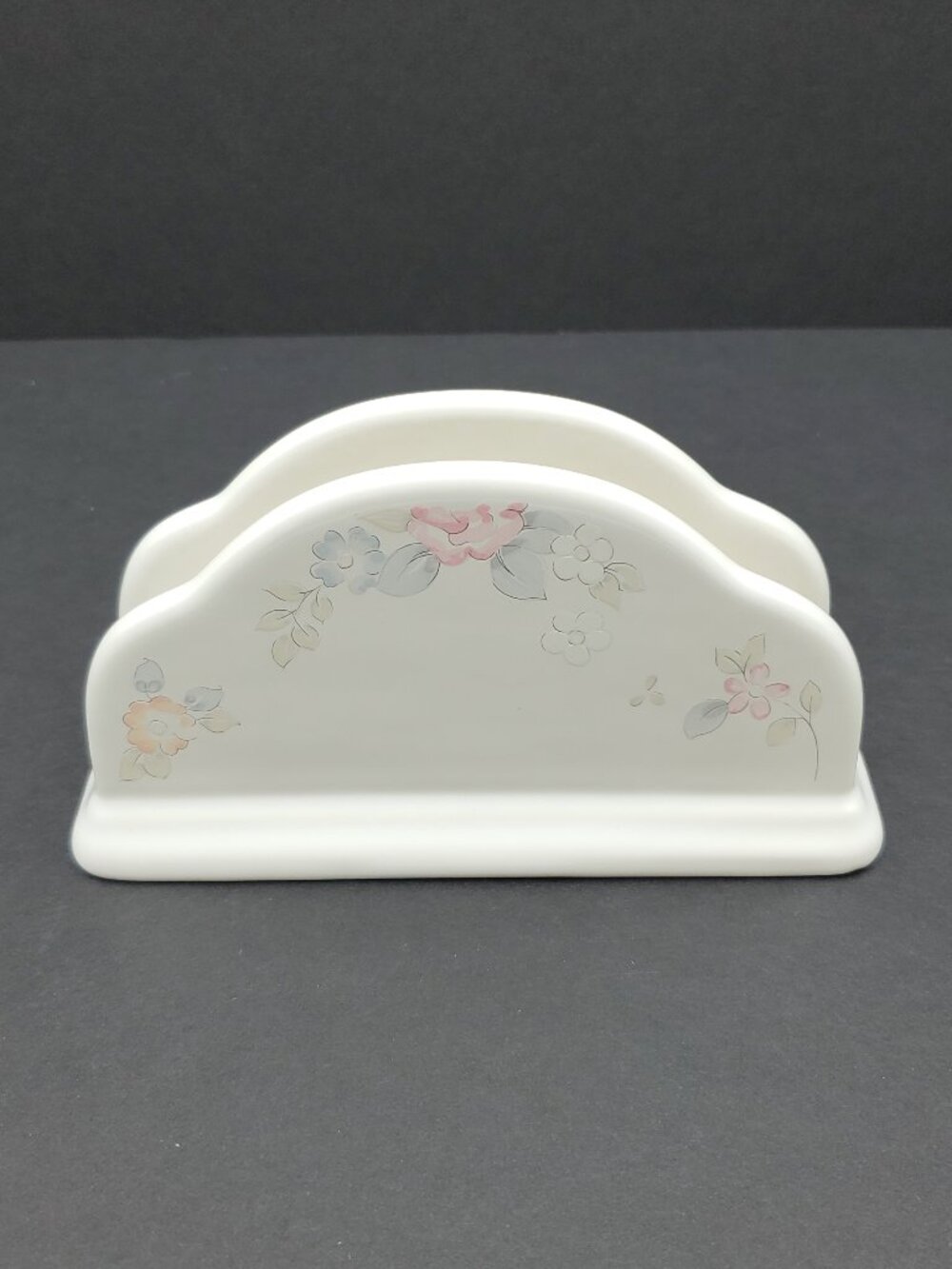 Pfaltzgraff Wyndham Napkin Holder Pink Gray Floral Letter Holder